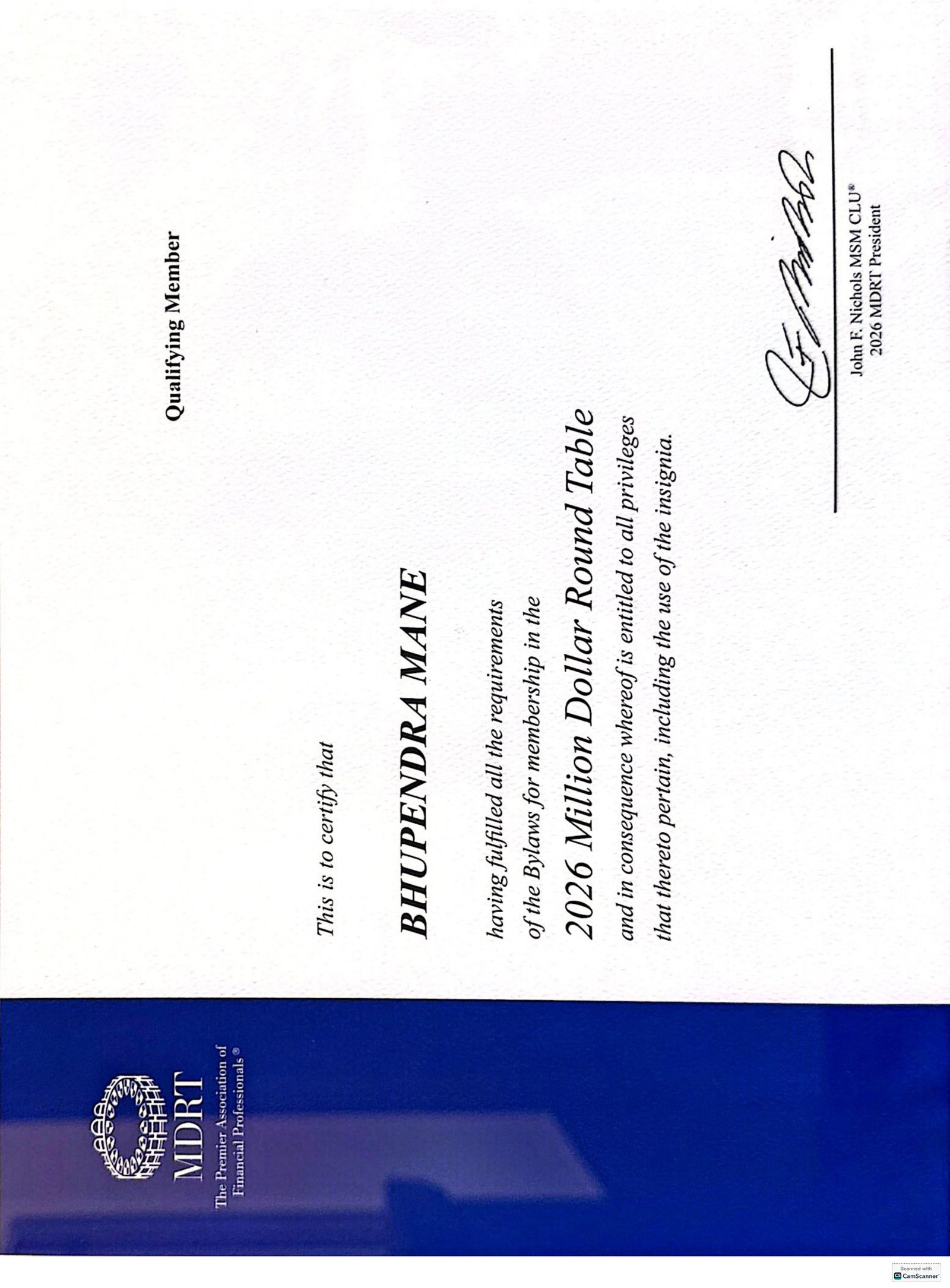 MDRT Qualifying Member Award